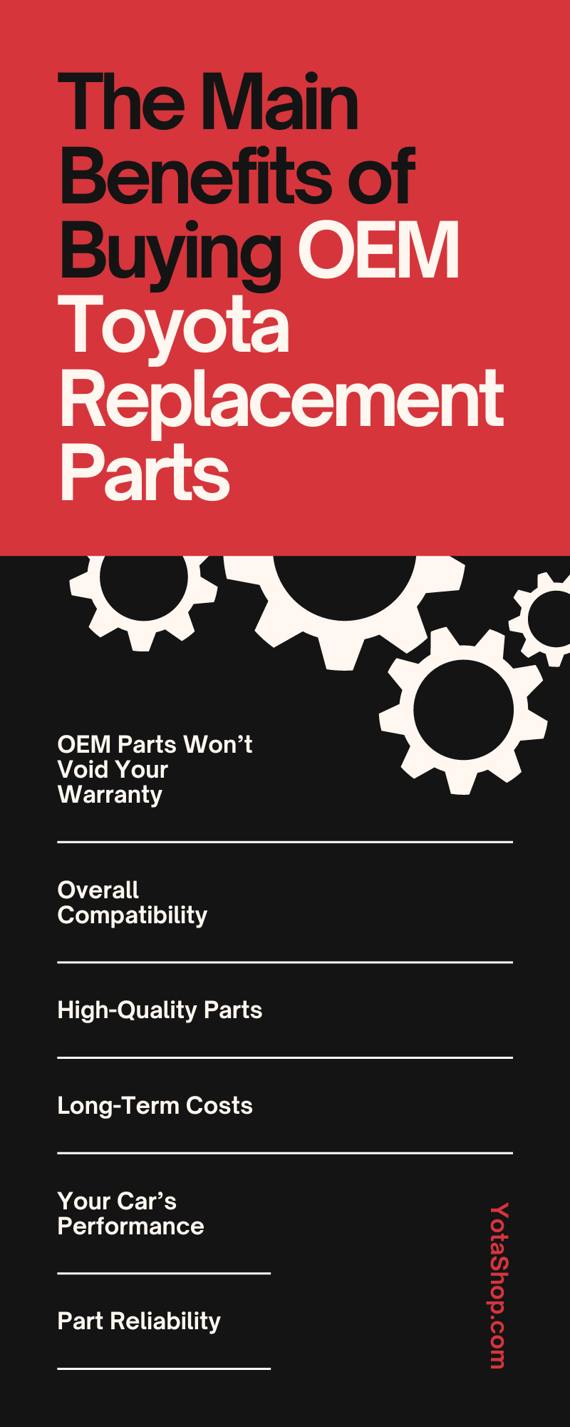 The Main Benefits of Buying OEM Toyota Replacement Parts